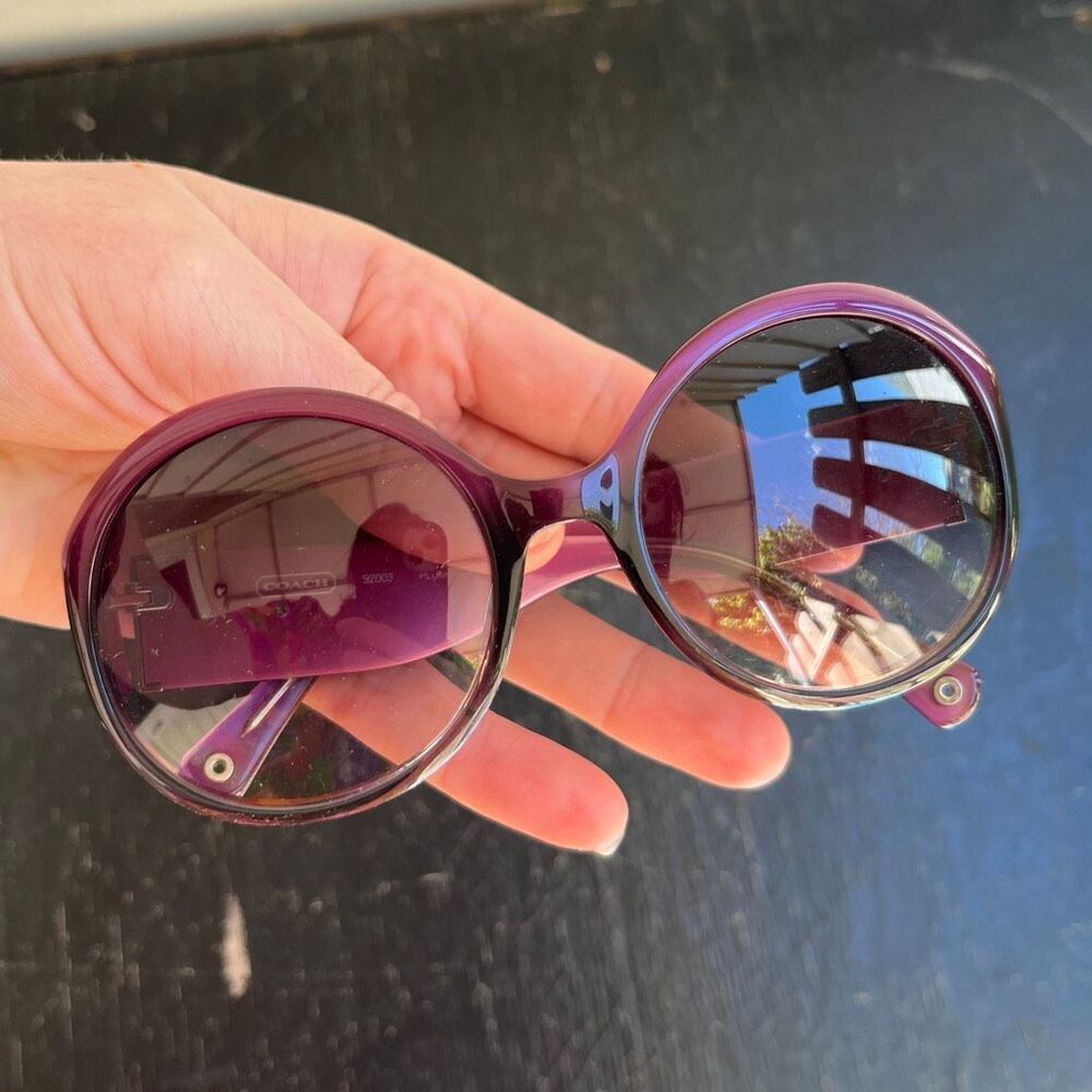 Coach S2003 Plum Ombre Oversized Sunglasses Y2K Logo Glam Shades